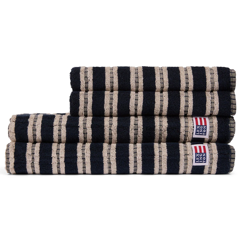 Striped Håndkle 70x130 cm, Mørkeblå/Beige