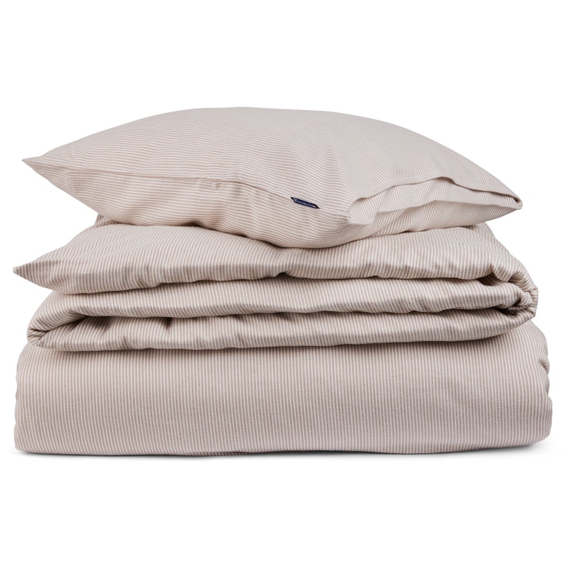 Striped Lyocell/Flannel Sengesett 150X210 + 50x60, Beige