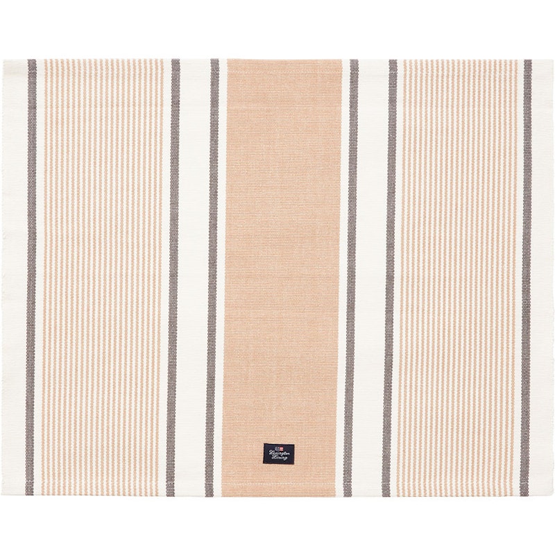 Striped Organic Cotton Rib Spisebrikke 40x50 cm, Beige/Hvit