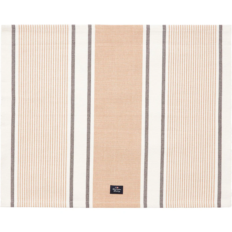 Striped Organic Cotton Rib Spisebrikke 40x50 cm, Beige/Hvit