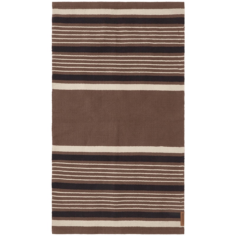 Striped Organic Cotton Teppe 170x240 cm, Beige/Mørkegrå