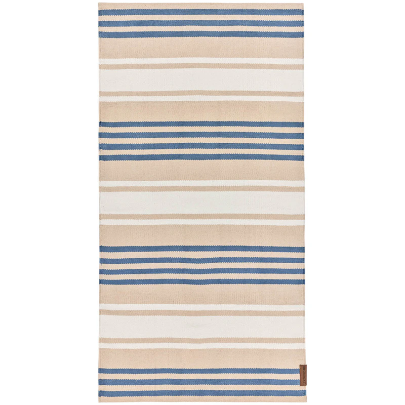 Striped Teppe 70x130 cm, Blå/Beige