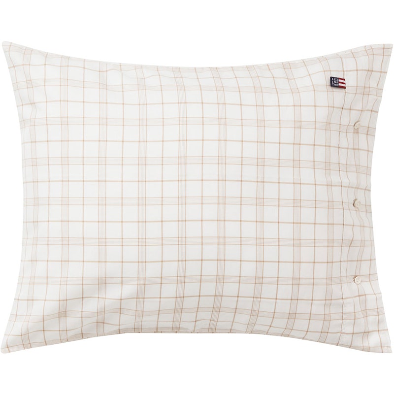 Checked Lyocell/Cotton Putevar 50x60 cm, Hvit/Beige