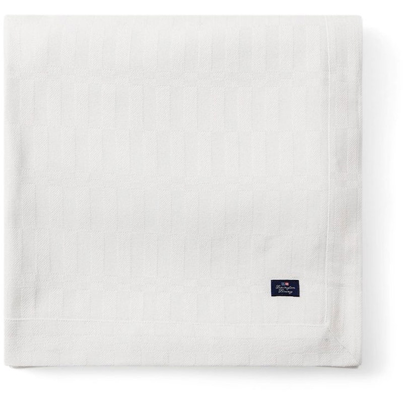 White Jacquard Cotton Duk Hvit, 150x250 cm