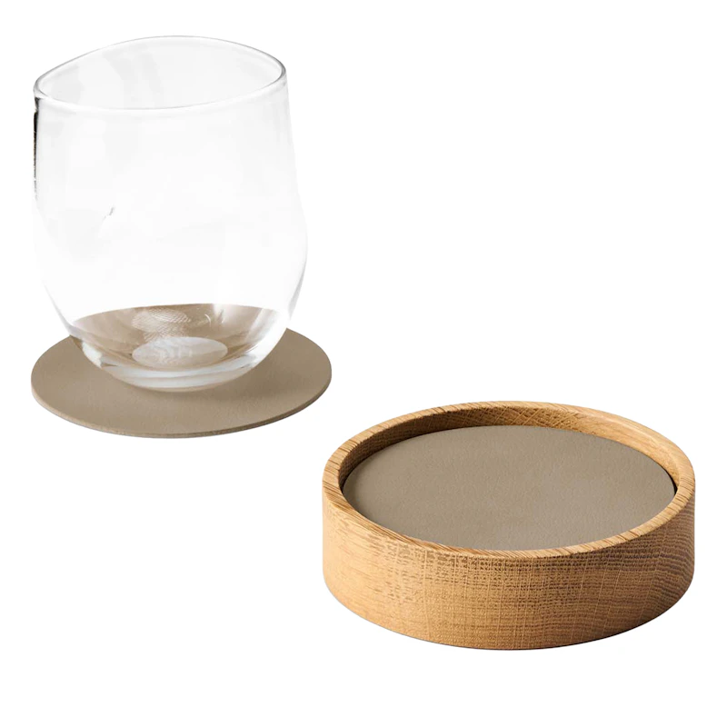 Circle S Boks & Glassunderlegg 8-pk, Eik / Clay Brown