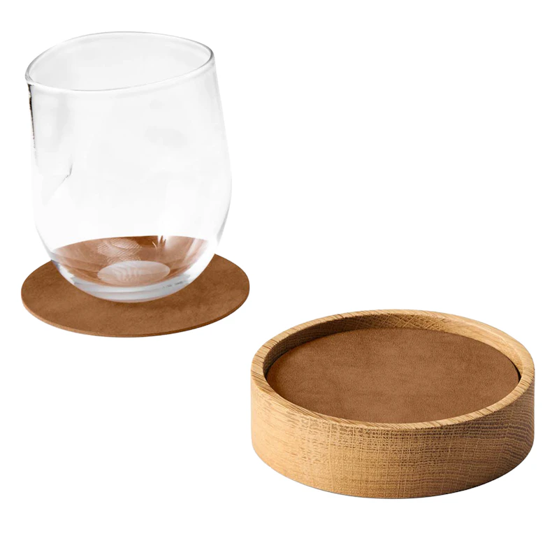 Circle S Boks & Glassunderlegg 8-pk, Eik / Natur