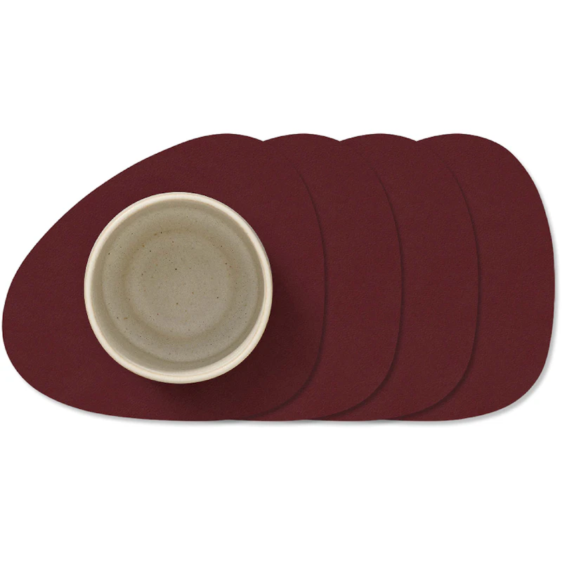 Curve Nupo Glassunderlegg 4-pk, Burgundy
