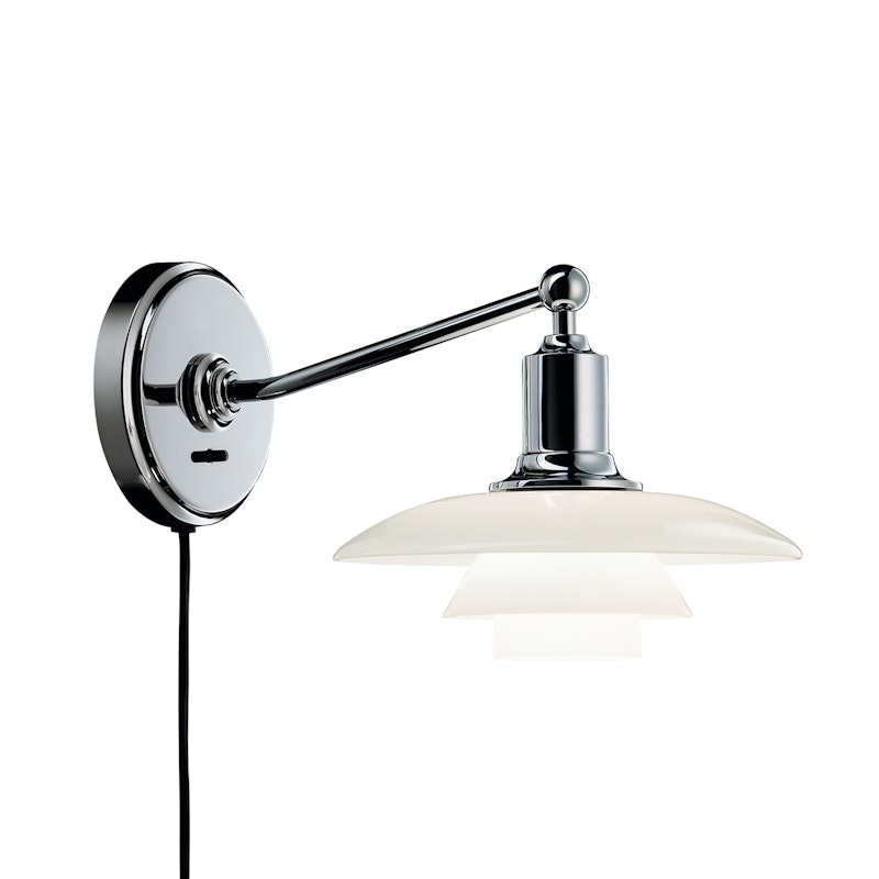 PH 2/1 Vegglampe, Opalhvitt glass