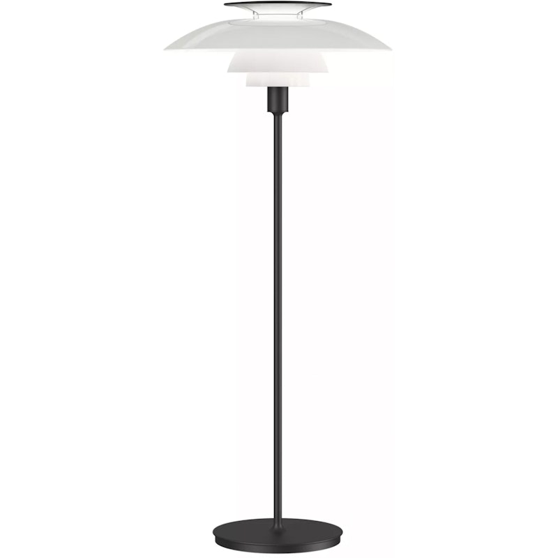 PH 80 Gulvlampe med Dimmer, Hvit Opal Akryl / Svart