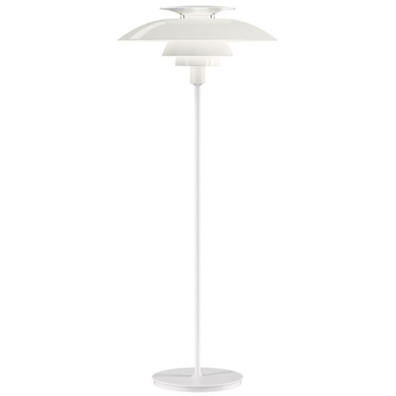 PH 80 Gulvlampe med Dimmer, Hvit Opal Akryl / Hvit