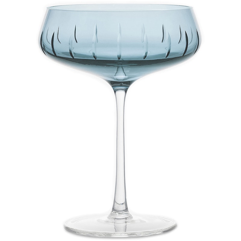 Single Cut Champagneglass, Blå