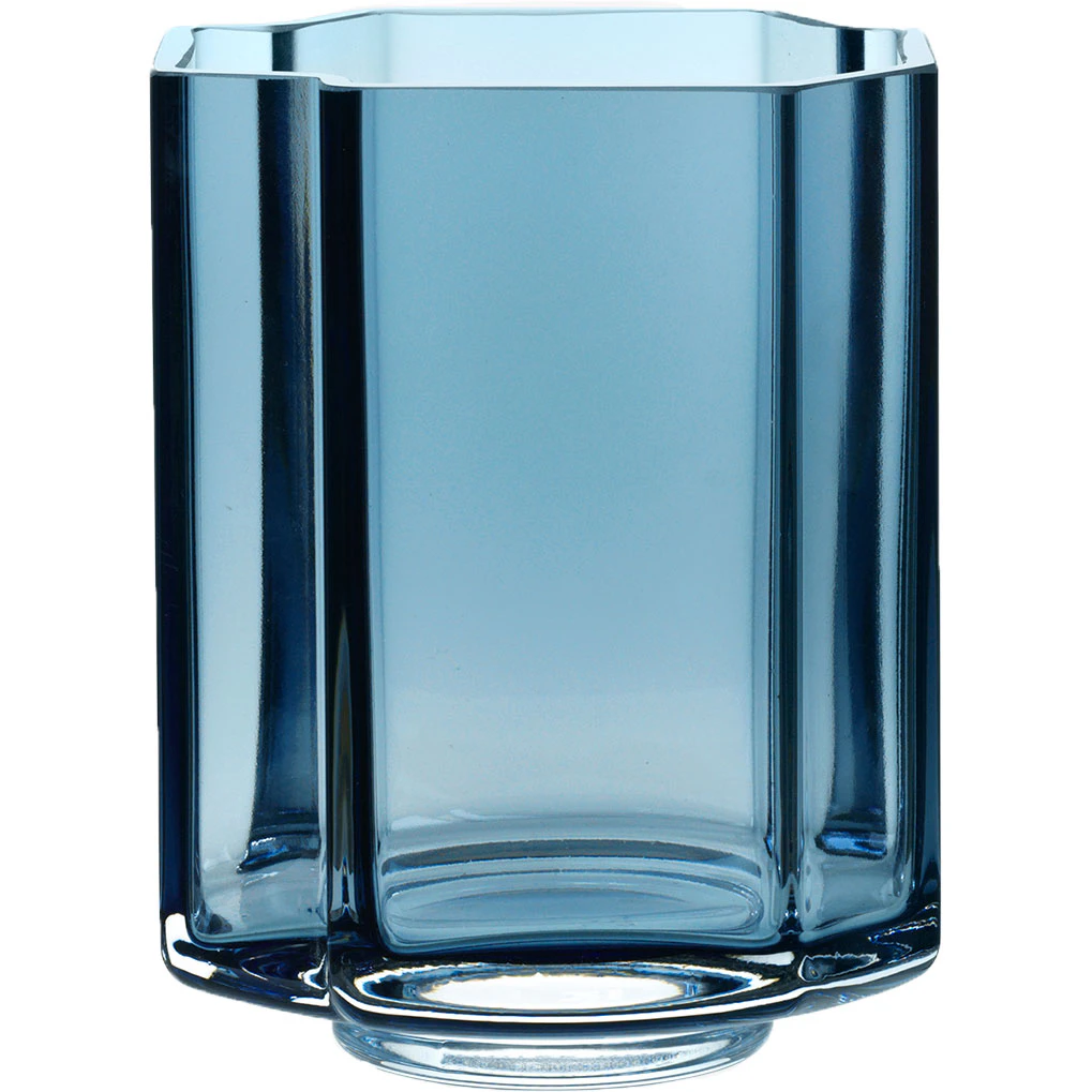 Louise Roe Funki Light Asymmetric Vase 13 Cm  -  Vaser Munnst Glass Bl&aring; - 10161-2-101