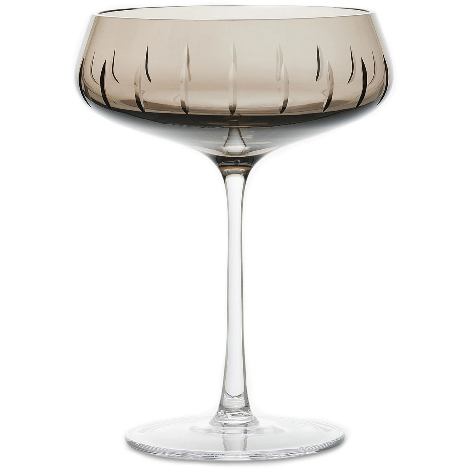 Louise Roe Single Cut Champagneglass R&oslash;yk -  Champagneglass Munnbl&aring;st Krystall Smoke - 10504-3-96