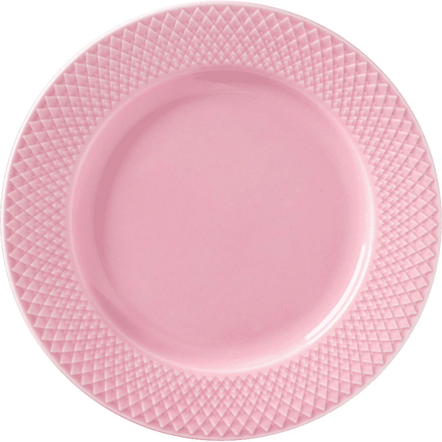 Lyngby Porcel&aelig;n Rhombe Color Tallerken &Oslash;21 Cm  -  Tallerkener Porselen Rosa - 201930