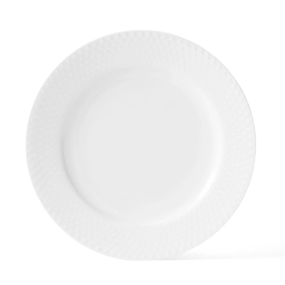 Lyngby Porcel&aelig;n Rhombe Tallerken 21 Cm  -  Asjetter Porselen Hvit - 201224