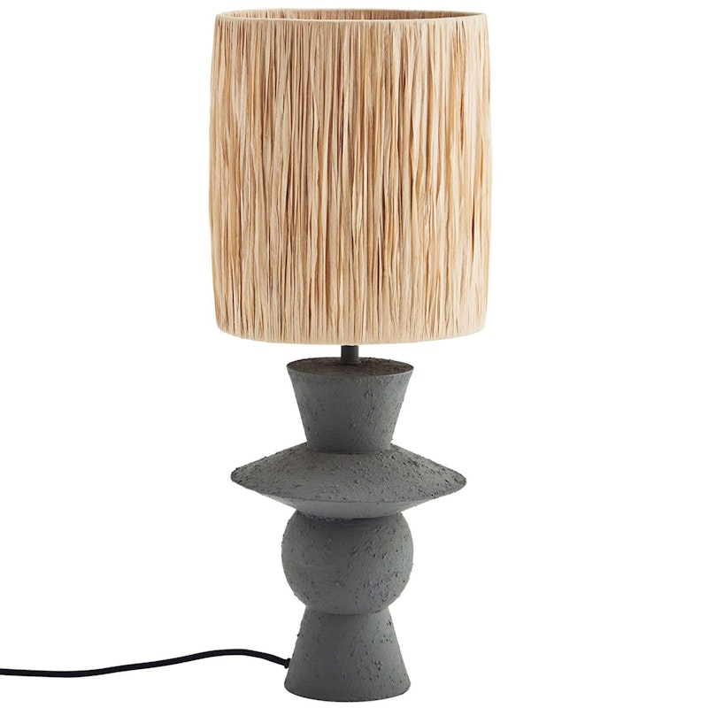 Bordlampe Raffia / Jern, Grå