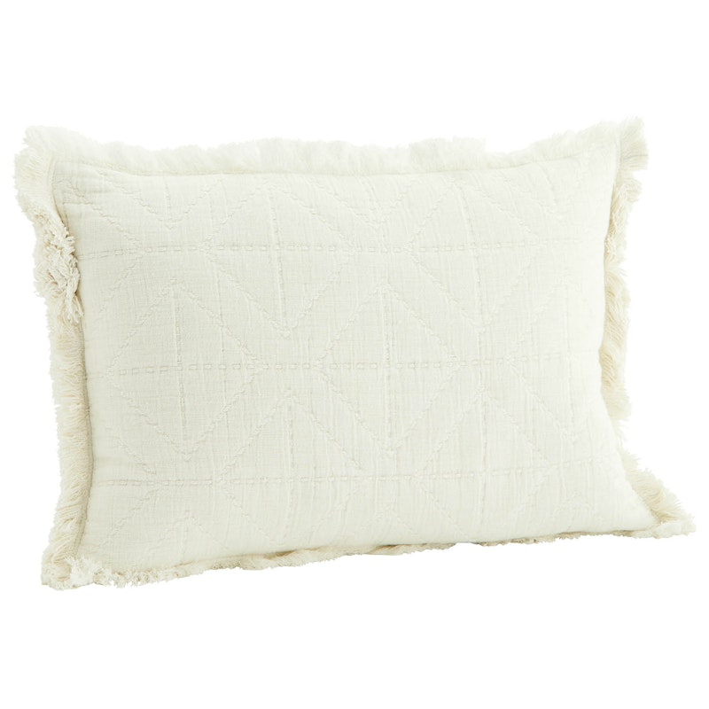 Brodert Putetrekk 30x45 cm, Off-white