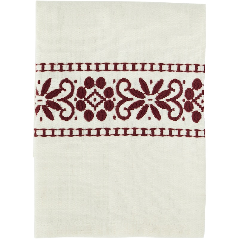 Kjøkkenhåndkle Brodert 45x70 cm, Off-white / Rød