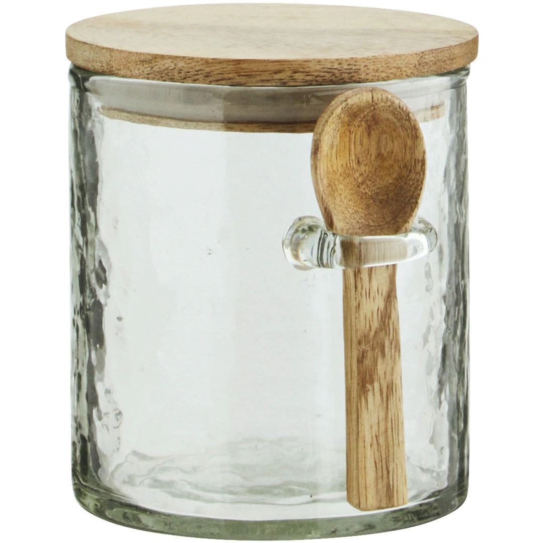Madam Stoltz Krukke Med Skje 9 Cm -  Oppbevaringsbokser & Lokk Glass Klar - EV-17501