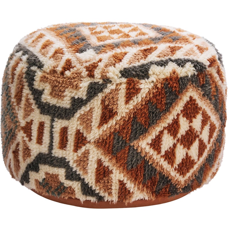 Handwoven wool pouf
