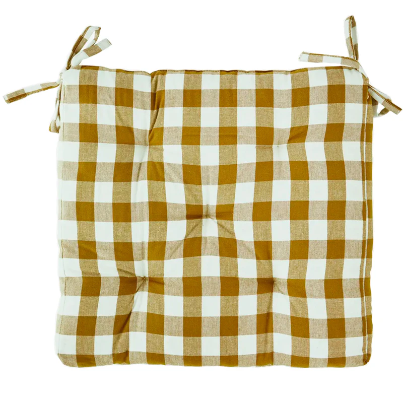 Checked woven cotton chair pad Setepute 45x45 cm