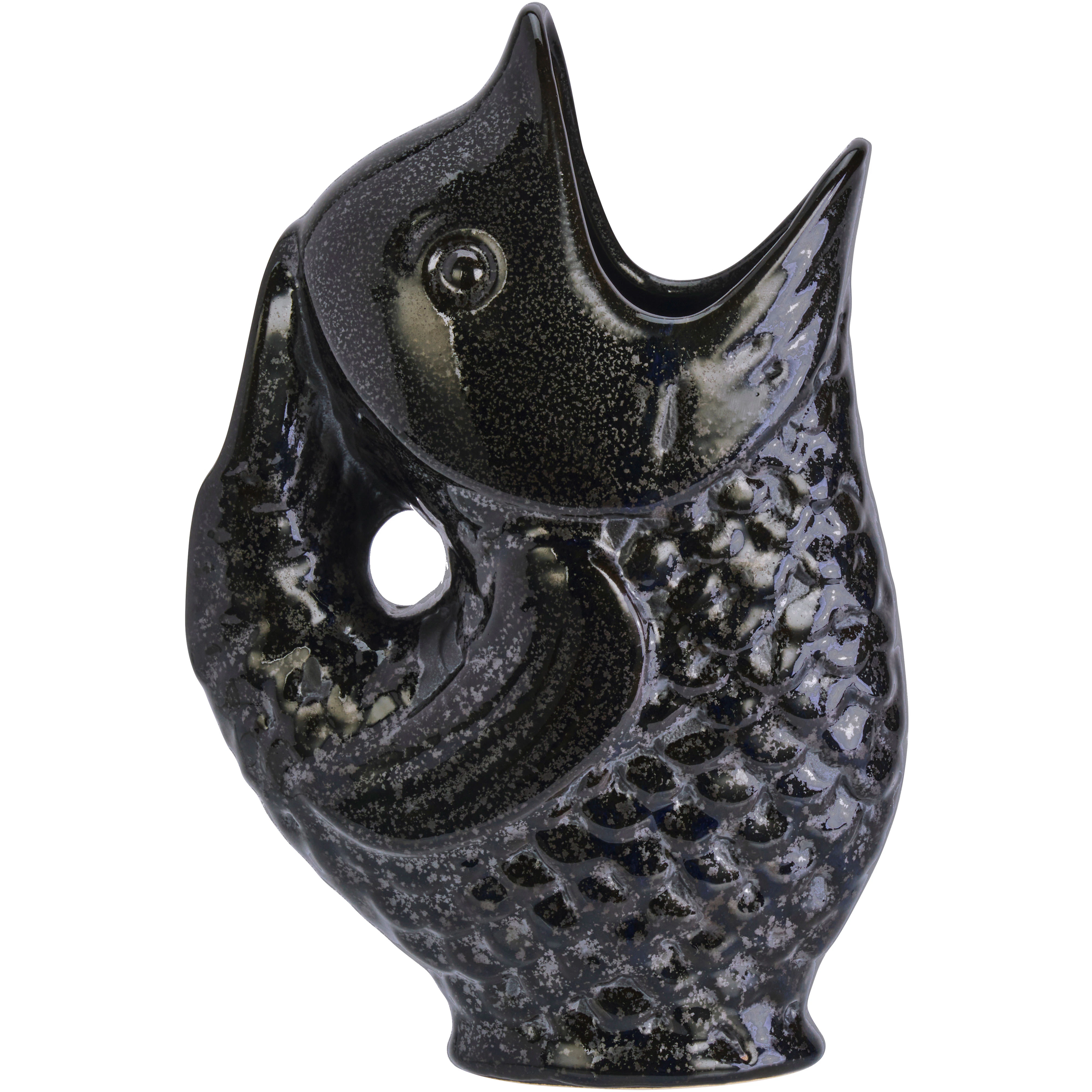 Madam Stoltz Stoneware Fish Vase  -  Vaser Stengods Sort - HY16477-24-5