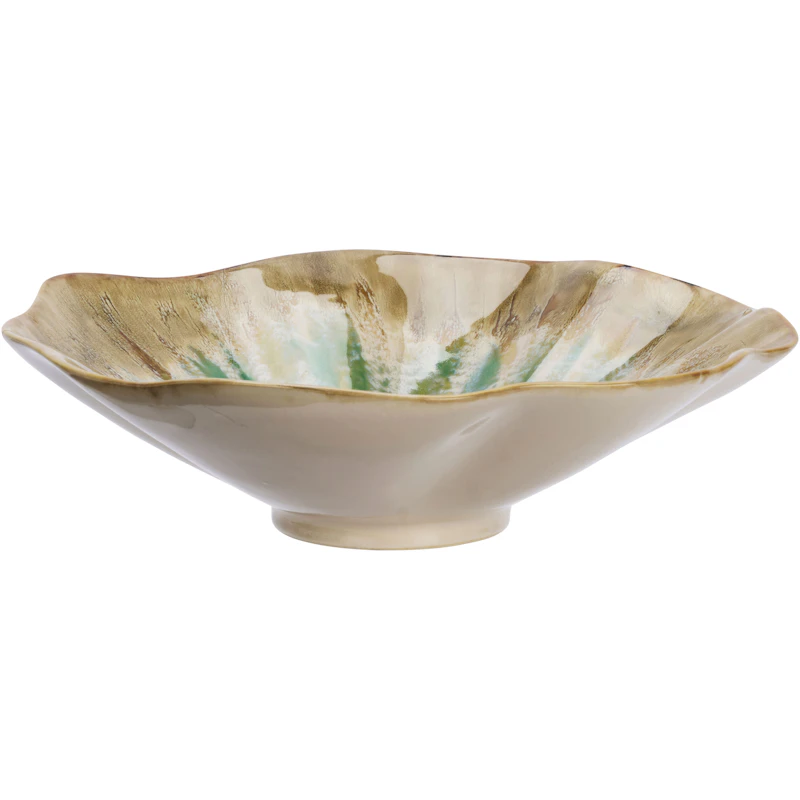 Stoneware Skål, Grønn / Beige / Off-white