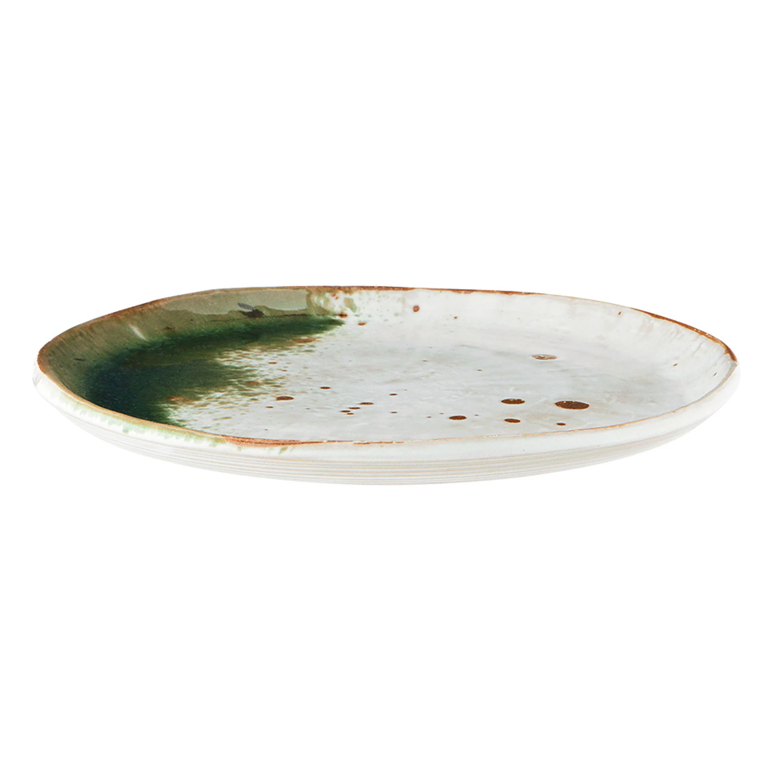 Madam Stoltz Tallerken 22 Cm Gr&oslash;nn / Hvit -  Tallerkener Stengods Multi - MA02SP