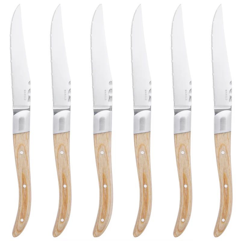 Steak Knives 6-pack, Light Wood