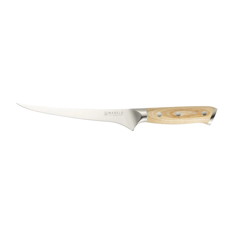 Fileteringskniv Fleksibel 19 cm, Lyst Tre