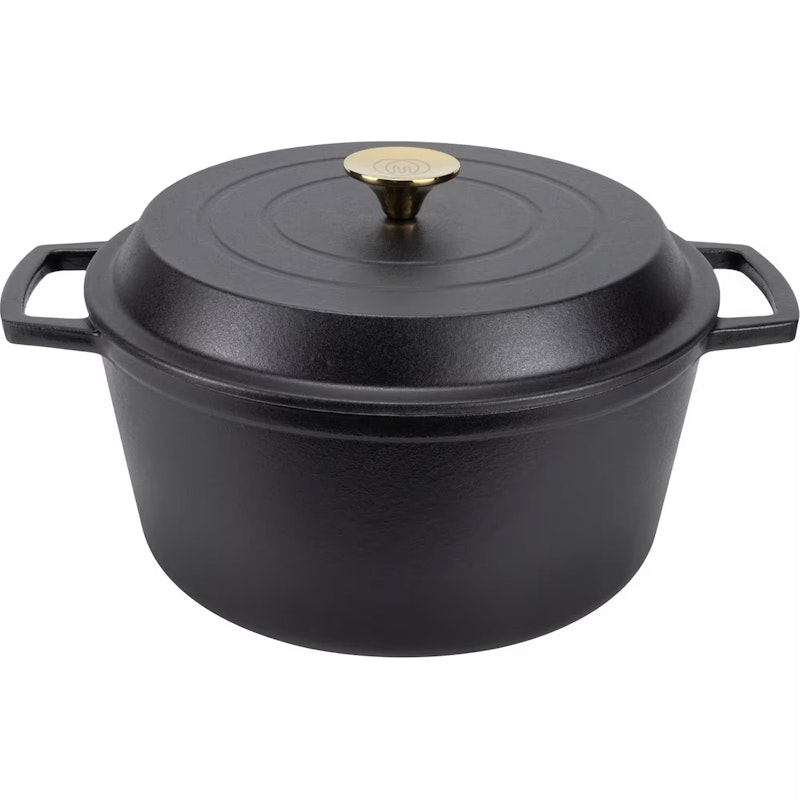 Støpejernsgryte 6 L, Matt Sort