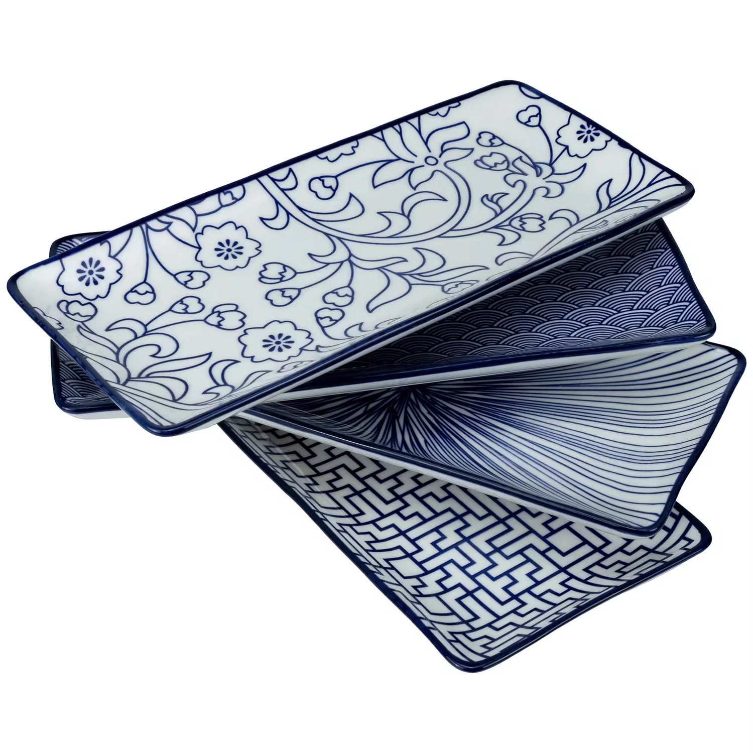 Mareld Akio Rektangul&aelig;r Tallerken 12x25 Cm 4-pk -  Tallerkener Porselen Hvit - MAR0183