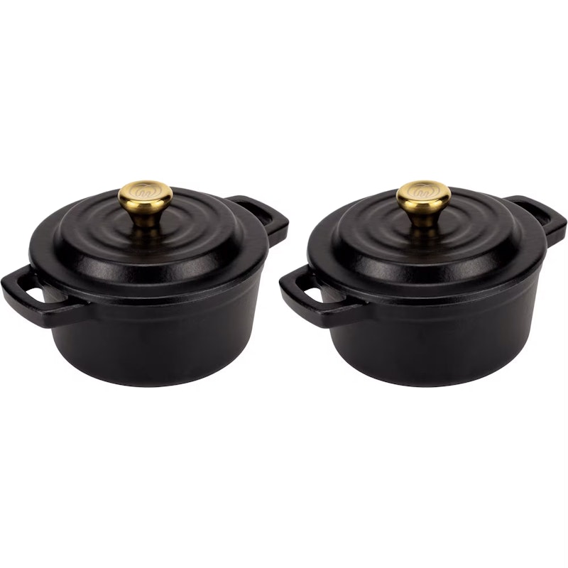Støpejernsgryte Ø10 cm 2-pk, Matt Svart