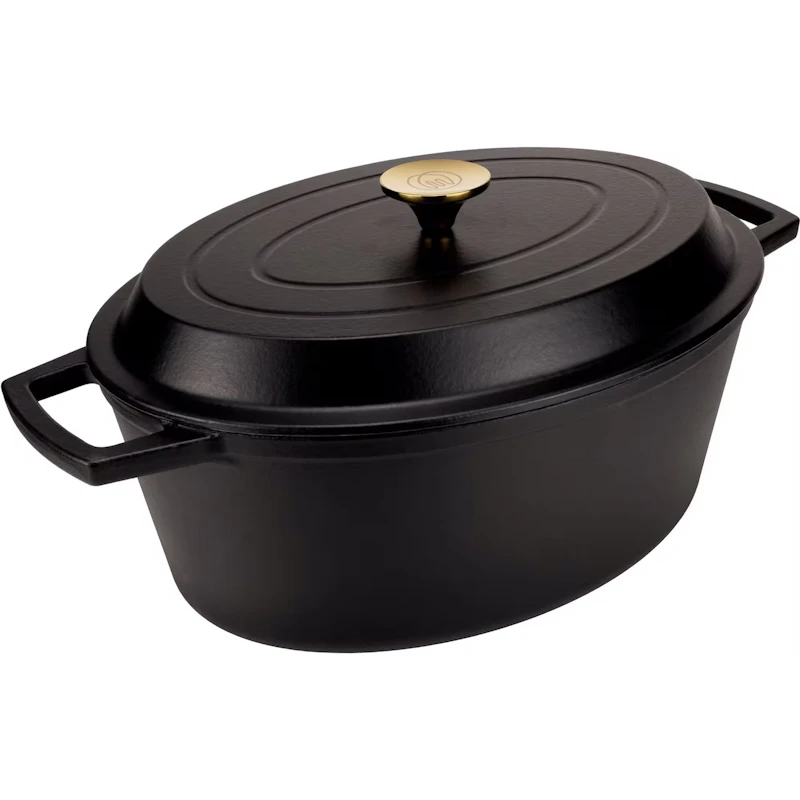 Støpejernsgryte 34 cm, Matt Svart