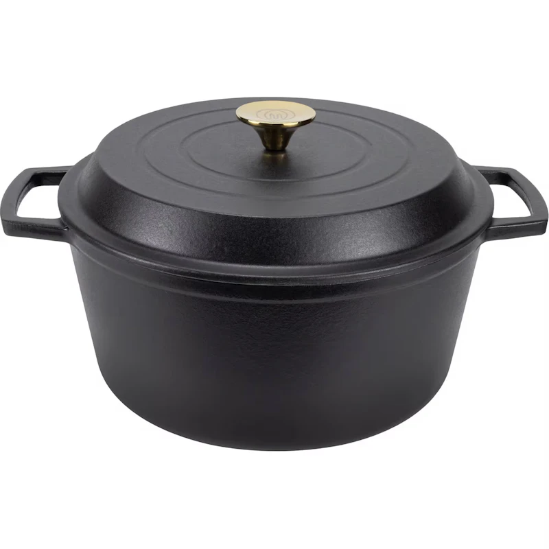 Støpejernsgryte 6 L, Matt Sort
