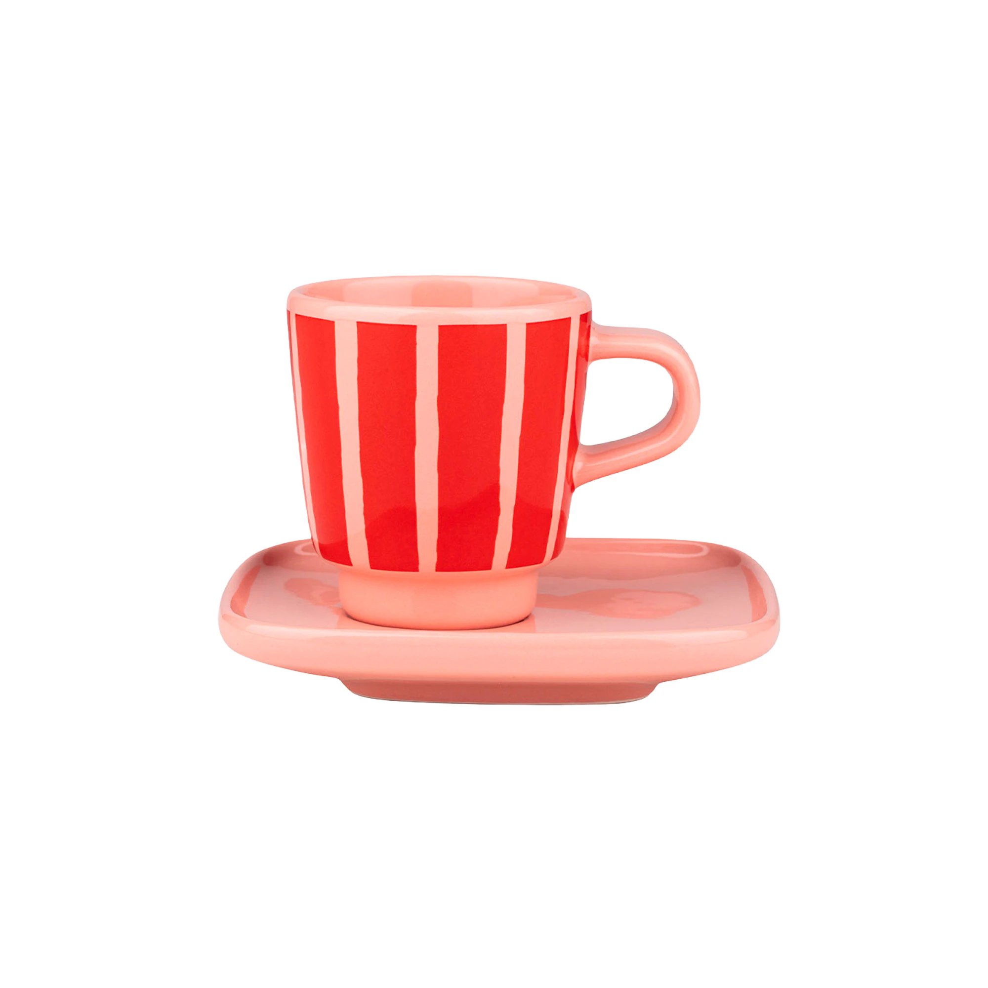 Marimekko Oiva / Piccolo Espressokopp Orange Red -  Espressokopper Stengods Salmon Red - 075443-330