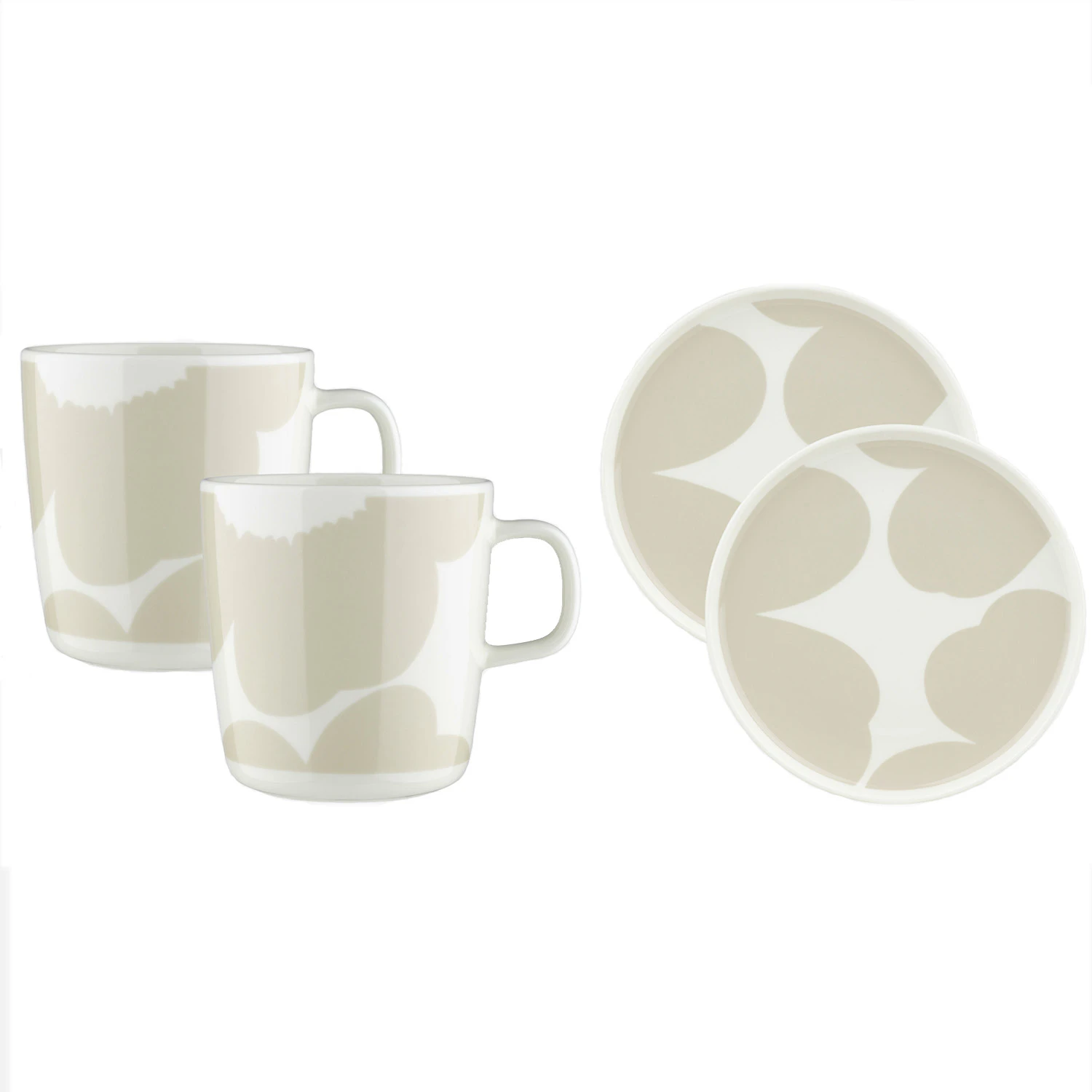 Marimekko Iso Unikko Frokostsett 4 Deler -  Kaffekopper Stengods Hvit - 074539-120