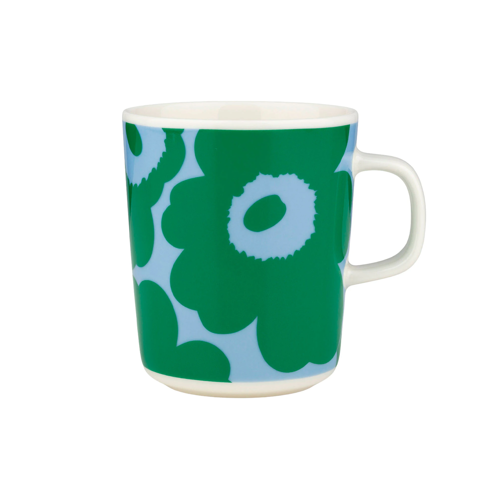 Marimekko Oiva Kaffekopp 25 Cl  / Gr&oslash;nn / It Blue -  Kaffekopper Stengods Hvit - 075854-165