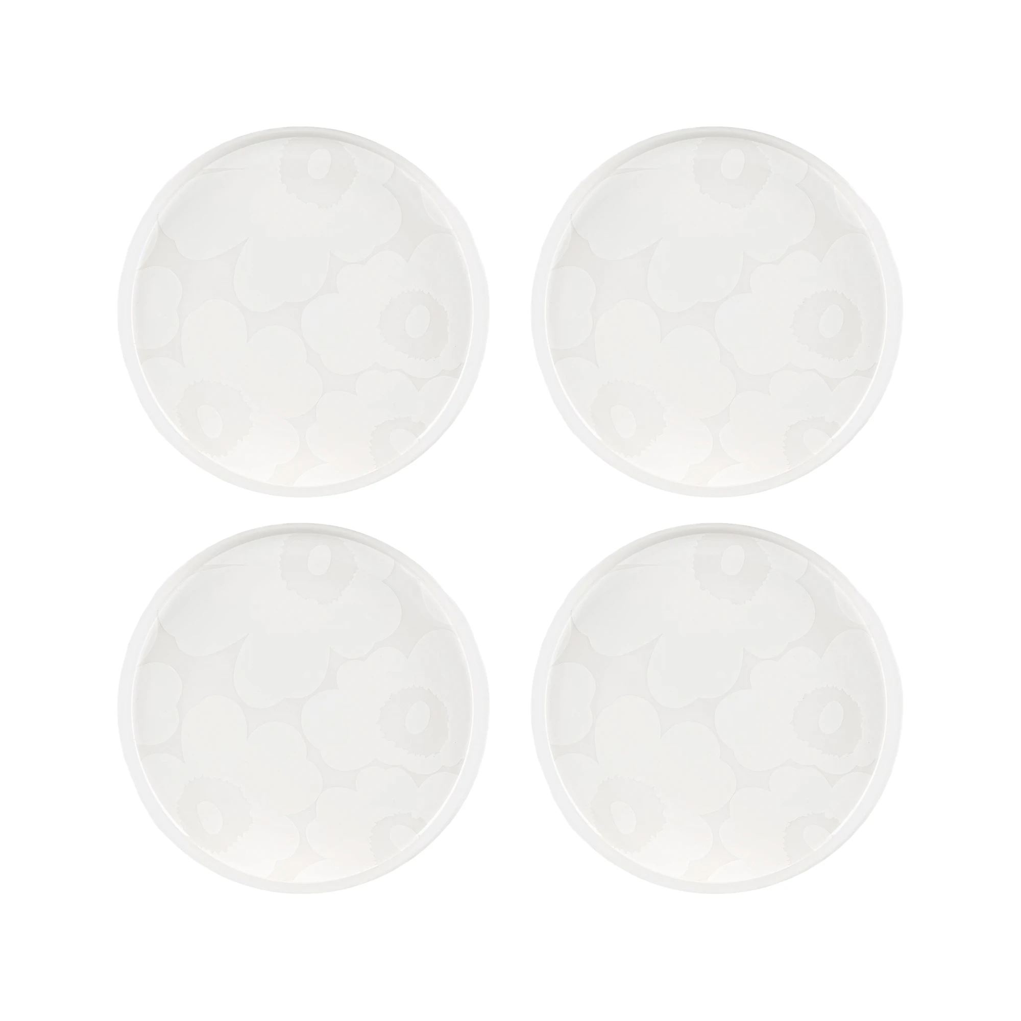 Marimekko Oiva Sidetallerken 20 Cm 4-pk - Asjetter Stengods Hvit - 072590-100X4