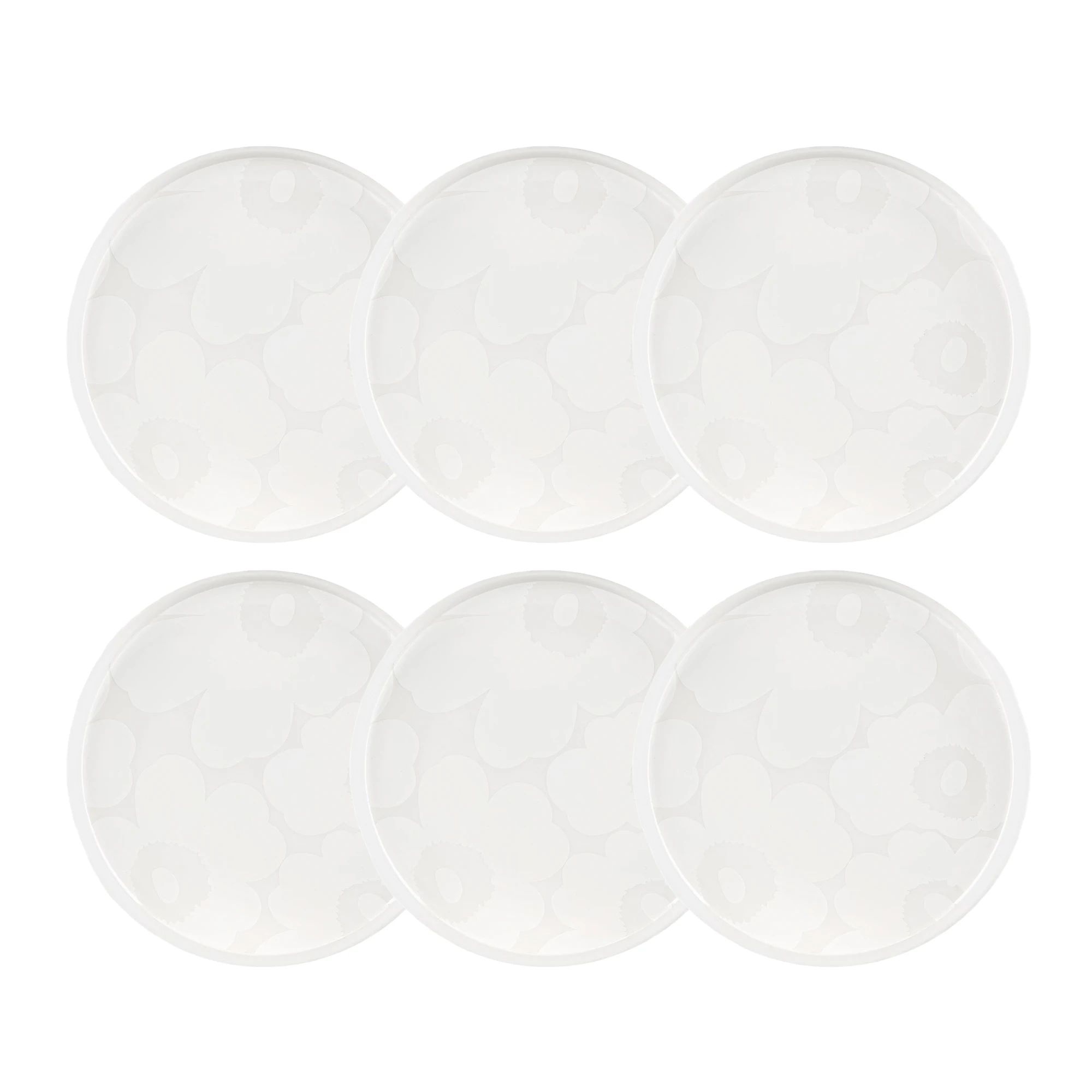 Marimekko Oiva Sidetallerken 20 Cm 6-pk - Asjetter Stengods Hvit - 072590-100X6