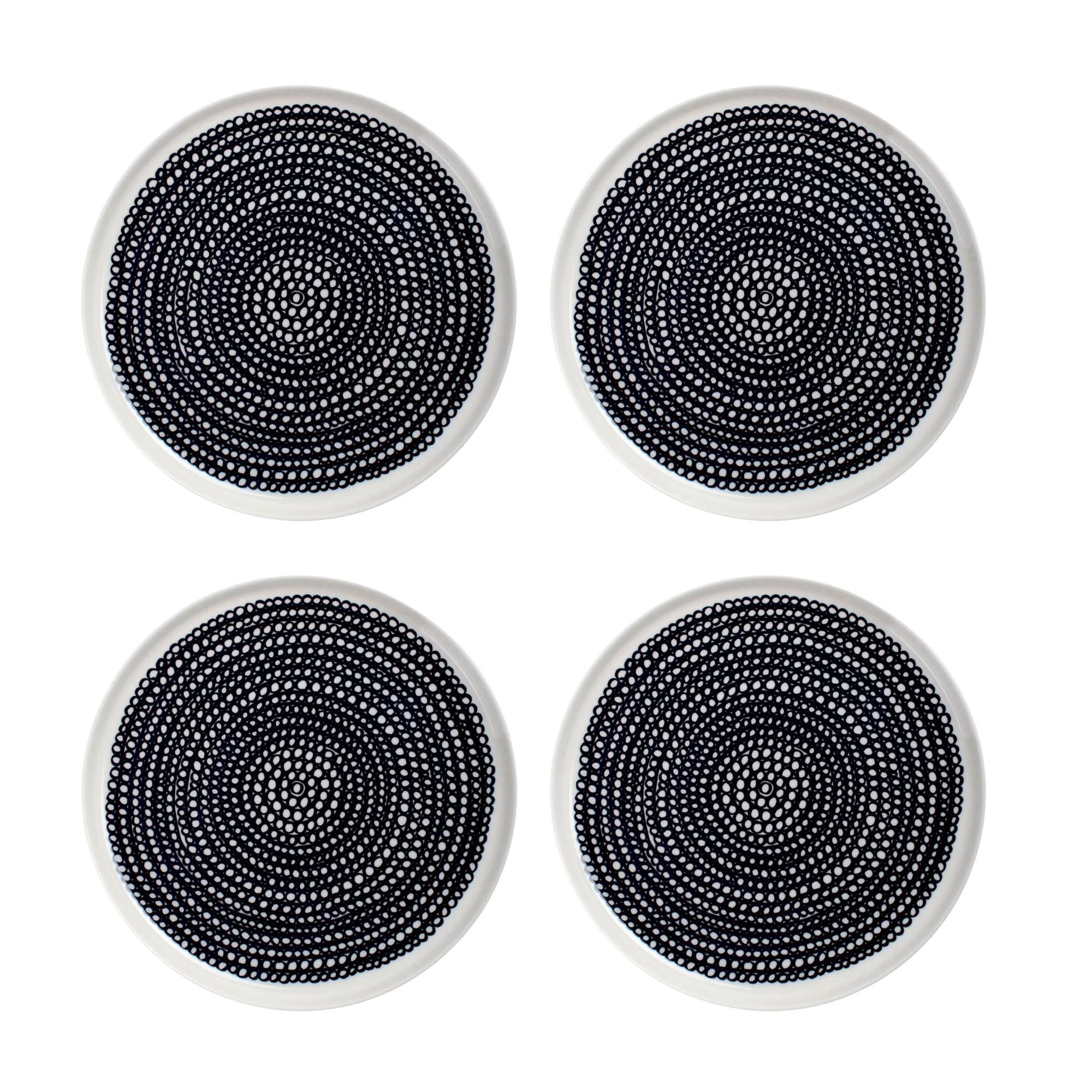 Marimekko Oiva/siirtolapuutarha Sidetallerken 20 Cm 4-pk - Tallerkener Stengods Sort - 063303-199X4