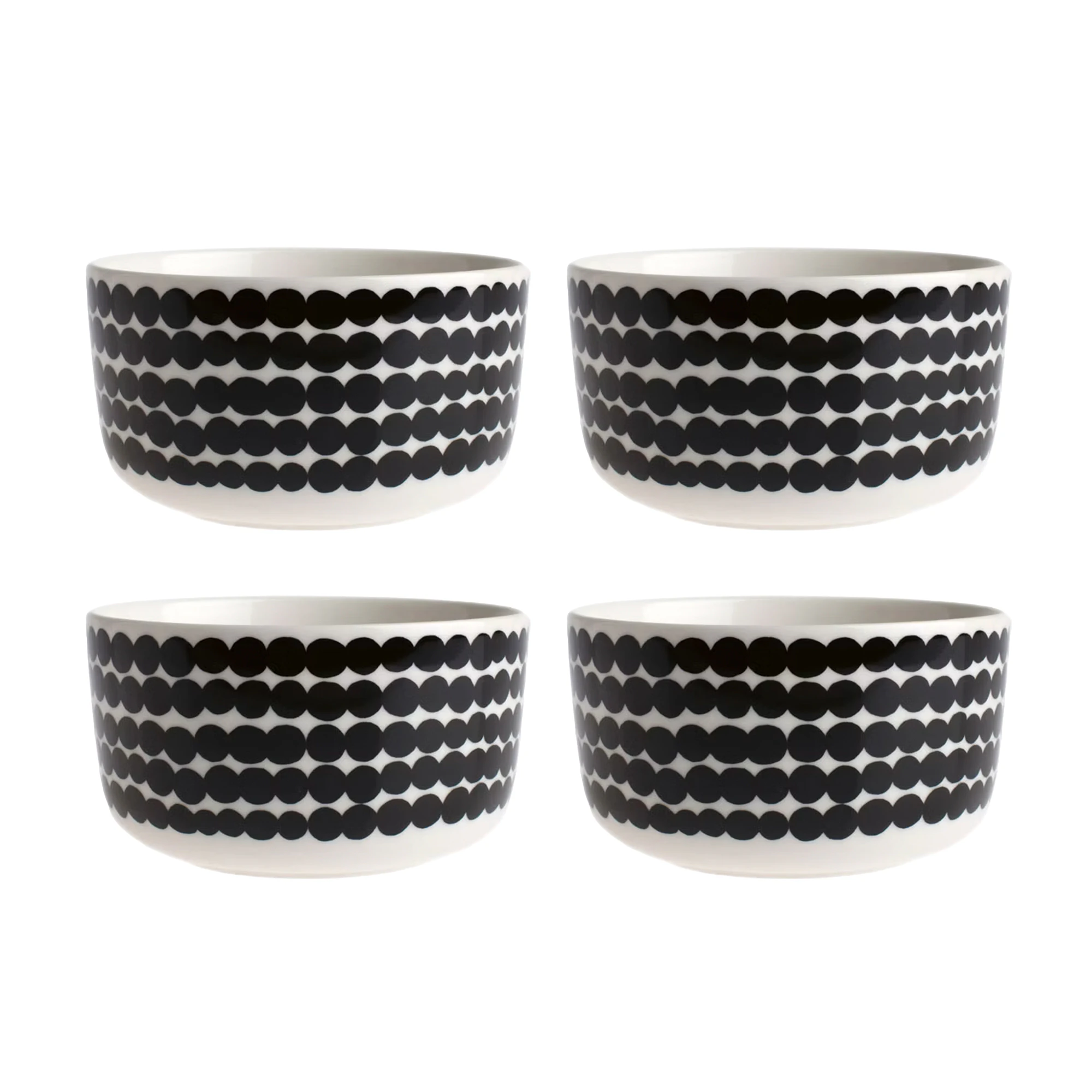 Marimekko Oiva/siirtolapuutarha Sk&aring;l 50 Cl 4-pk - Serveringssk&aring;ler Stengods Sort - 063300-190X4
