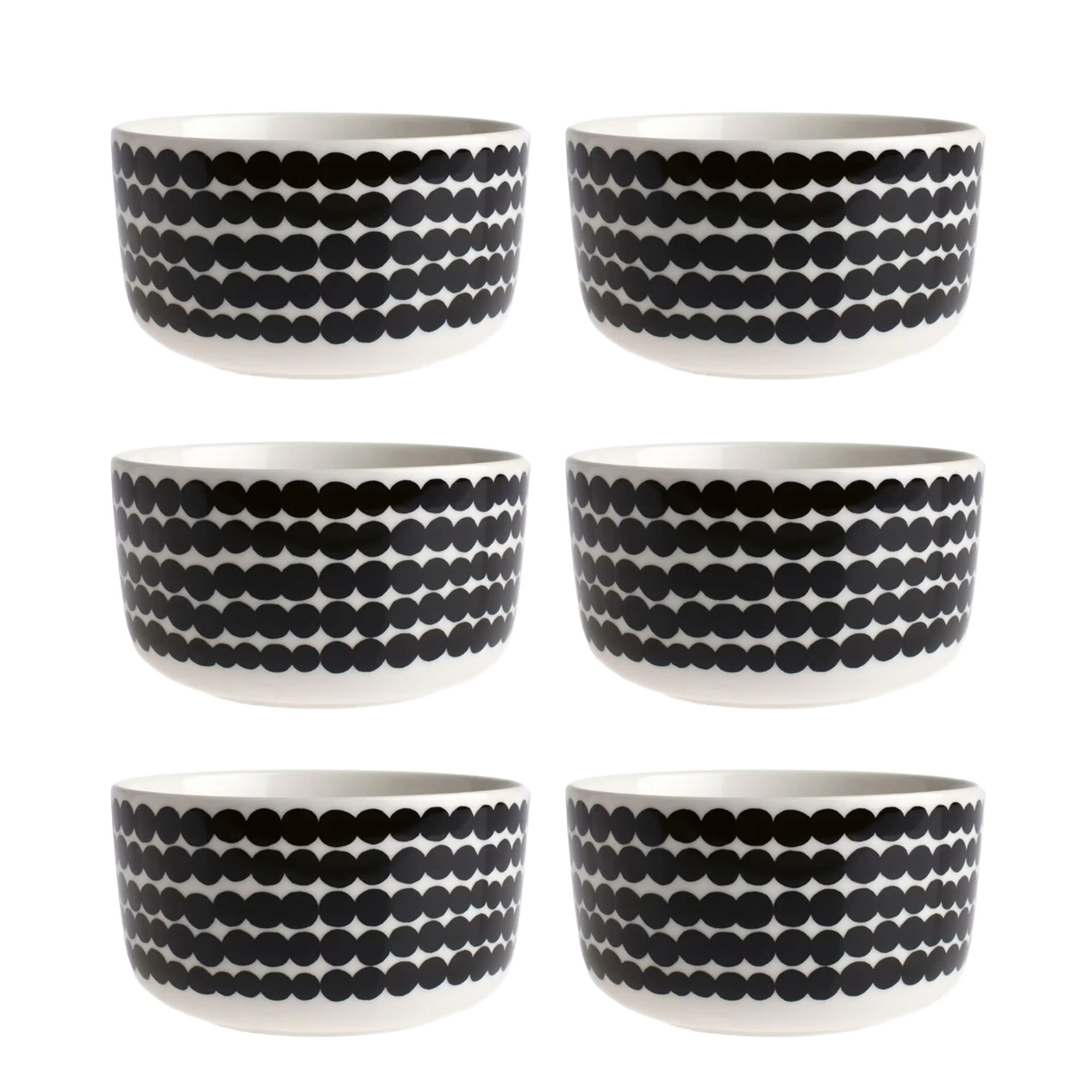 Marimekko Oiva/siirtolapuutarha Sk&aring;l 50 Cl 6-pk - Serveringssk&aring;ler Stengods Sort - 063300-190X6