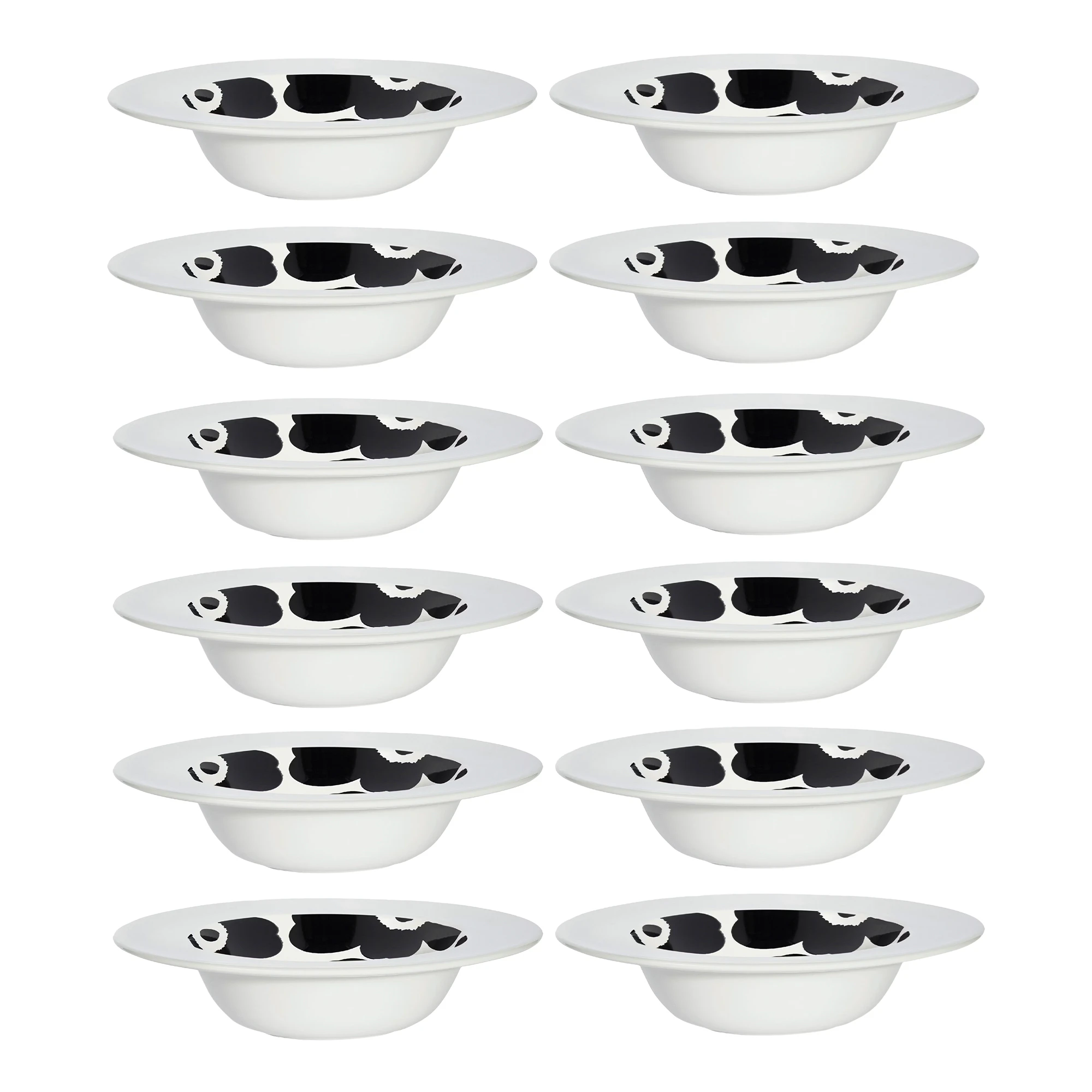 Marimekko Oiva / Unikko Dyp Tallerken 20 Cm 12-pk - Dype tallerkener Stengods Sort - 074370-109X12