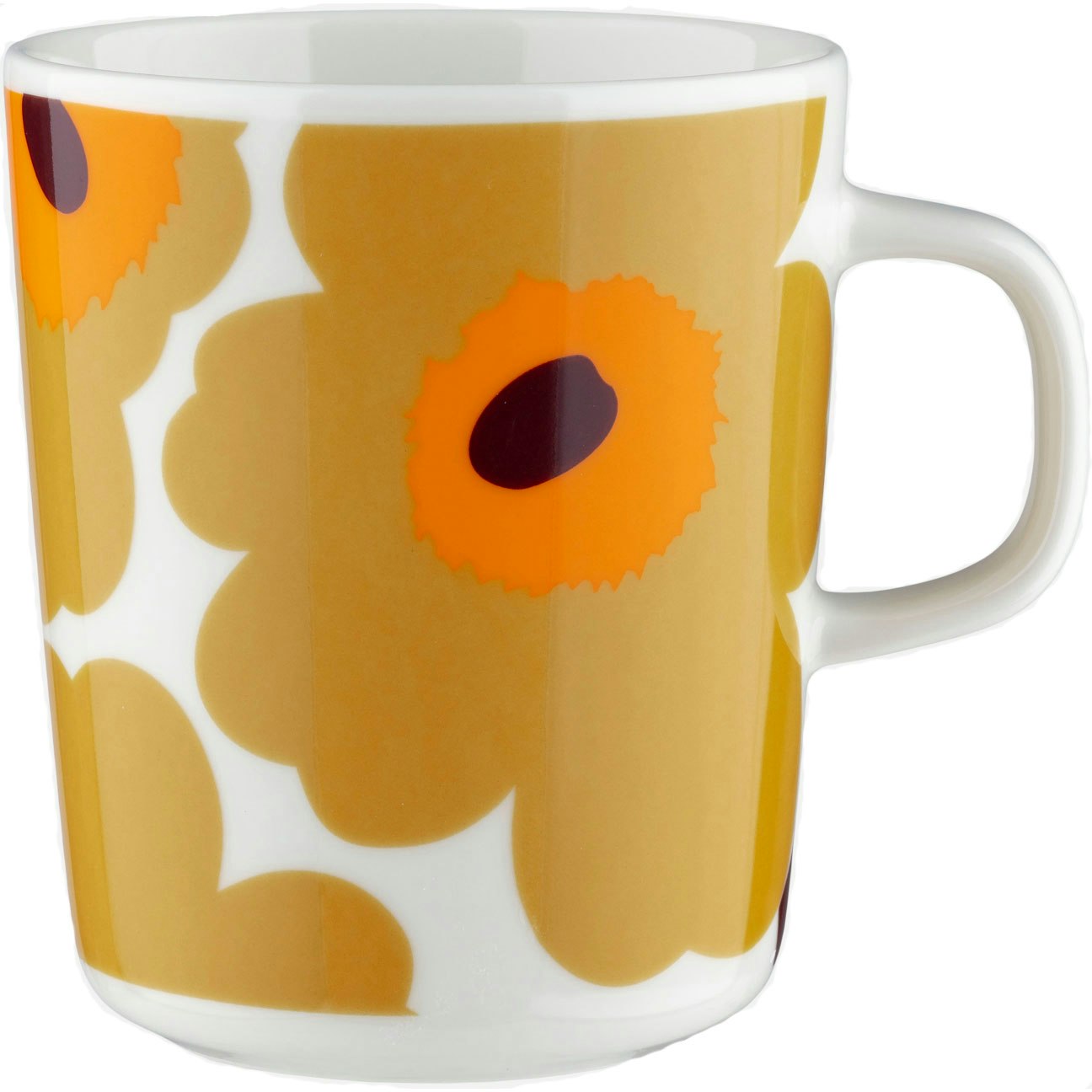 Marimekko Oiva/unikko Krus 25 Cl  / Caramel -  Kaffekopper Stengods Hvit - 075217-182
