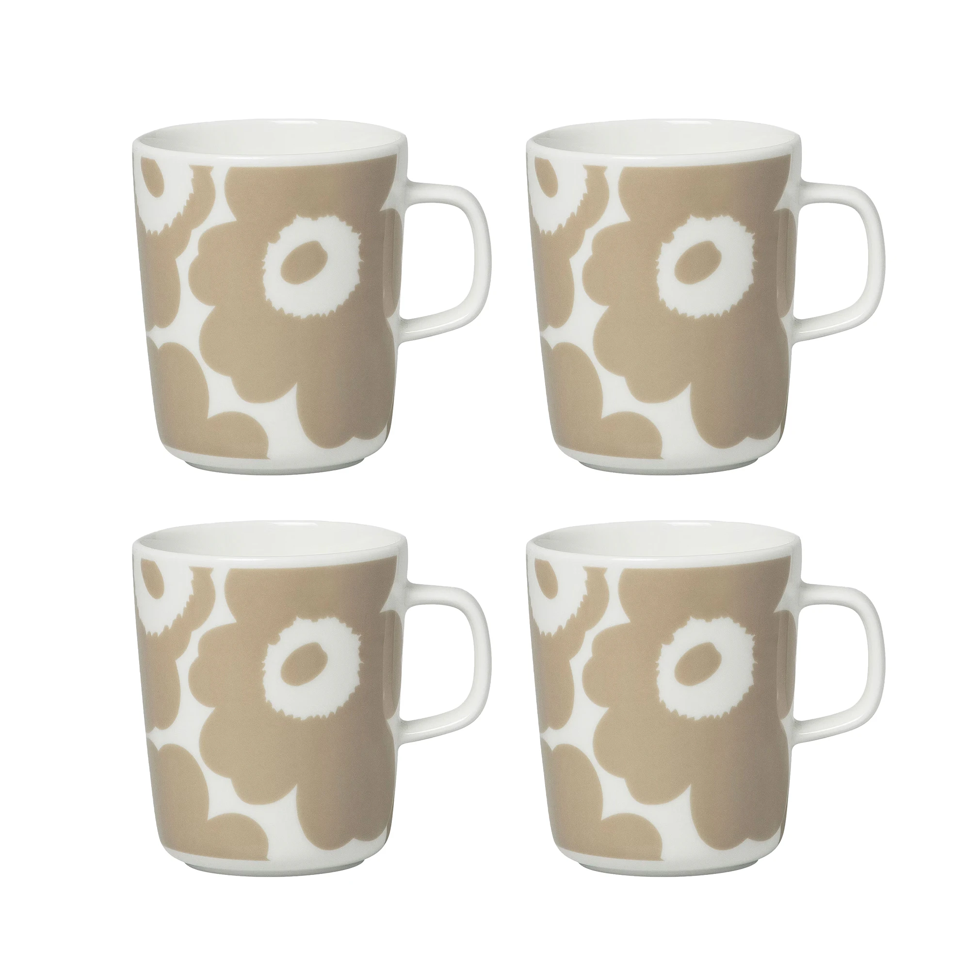 Marimekko Oiva / Unikko Krus 25 Cl 4-pk Beige / - Kaffekopper Stengods Hvit - 070401-180X4