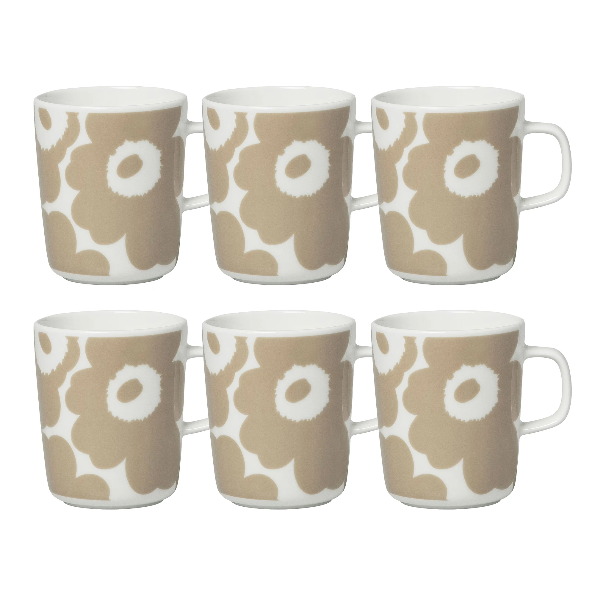 Marimekko Oiva / Unikko Krus 25 Cl 6-pk Beige / - Kaffekopper Stengods Hvit - 070401-180X6