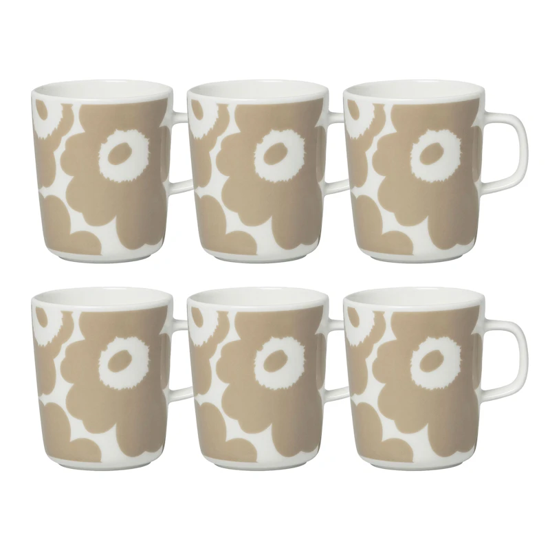 Oiva / Unikko Krus 25 cl 6-pk, Beige / Hvit