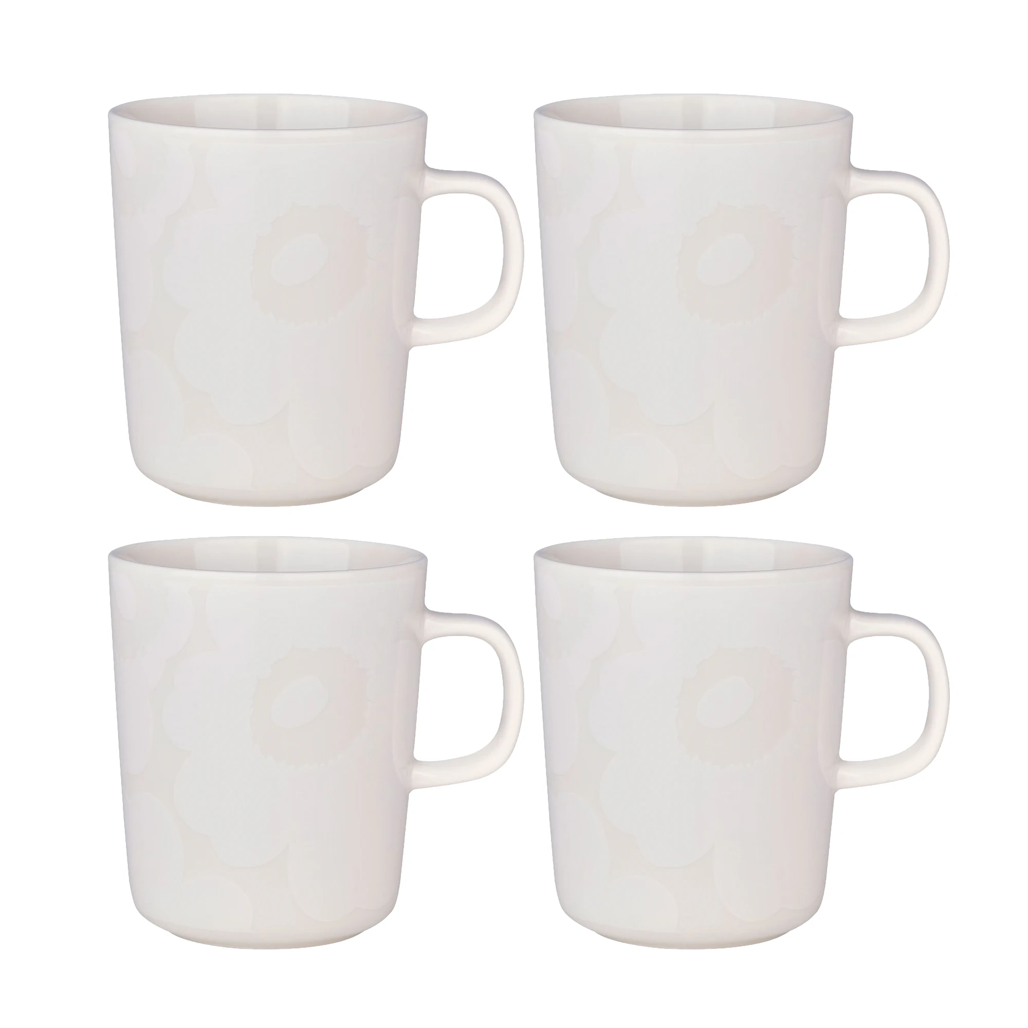 Marimekko Oiva / Unikko Krus 25 Cl 4-pk - Kaffekopper Stengods Hvit - 072585-100X4