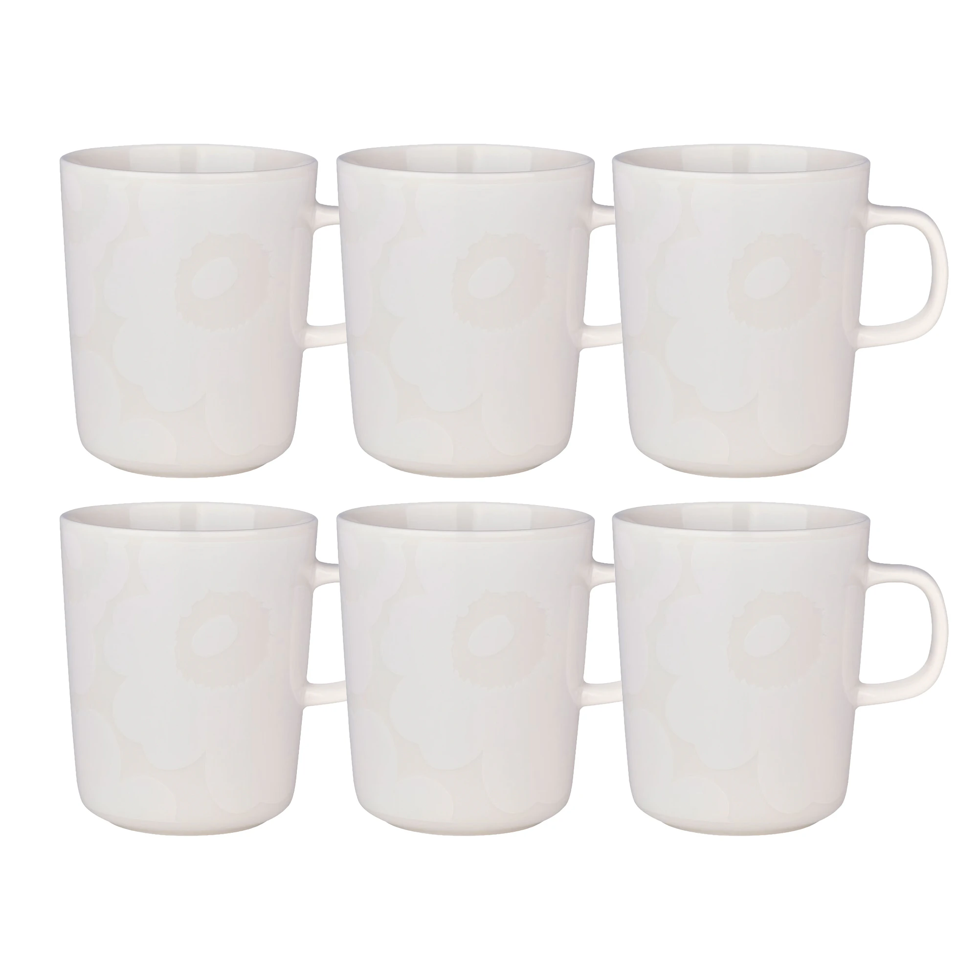 Marimekko Oiva / Unikko Krus 25 Cl 6-pk - Kaffekopper Stengods Hvit - 072585-100X6